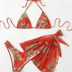Chinese Dragon Bikini Swimsuit & Beach Skirt